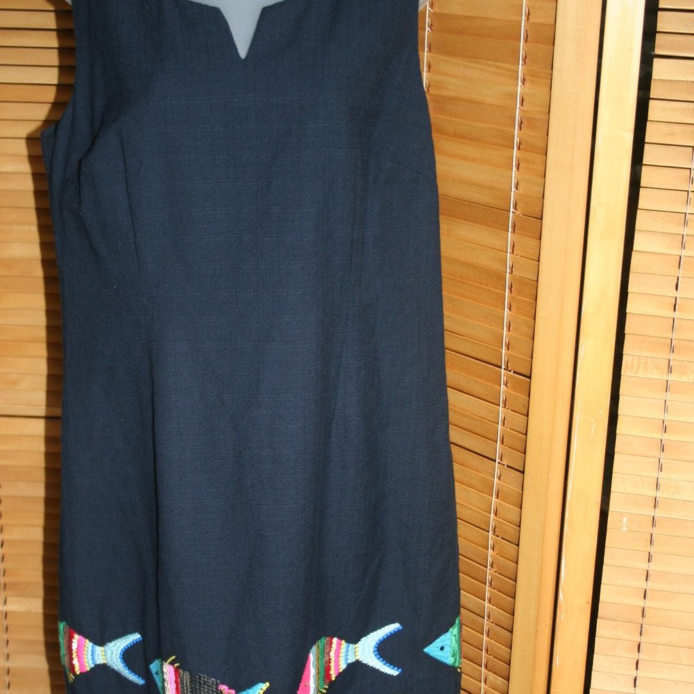 Talbots Black Embroided Fish Design Size 12P Must See